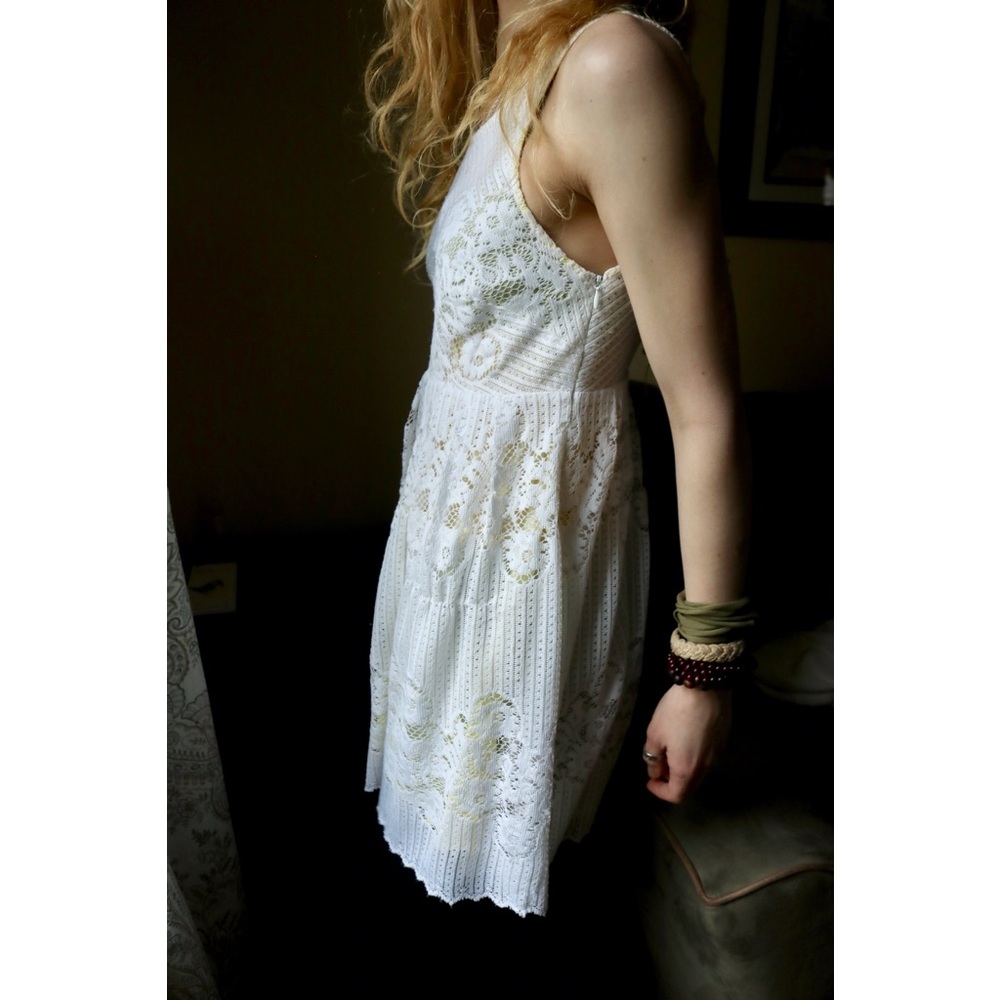 LIKE NEW Free People White Lace Yellow Layer Dress - Picture 3 of 6